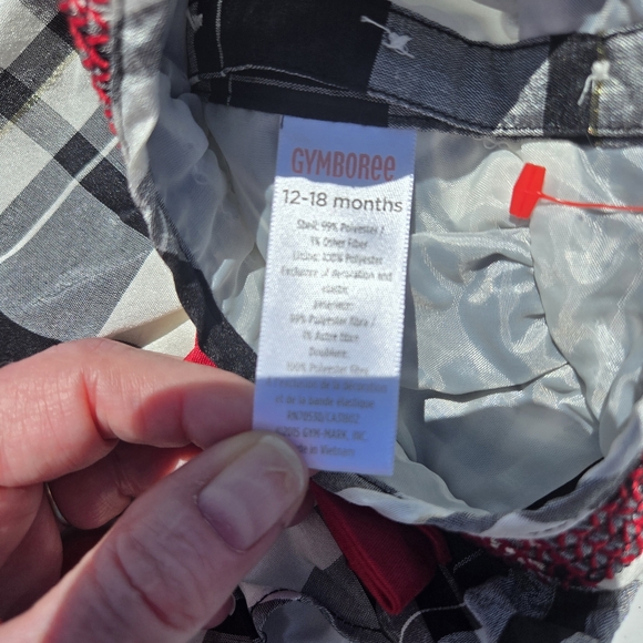 Baby's Black & White Plaid, Red Bow Holiday Dress, Gymboree, Size 12-18 Months - Picture 3 of 4